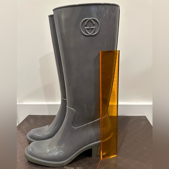 Gucci Rubber Rain Boots Gray - Picture 7 of 8